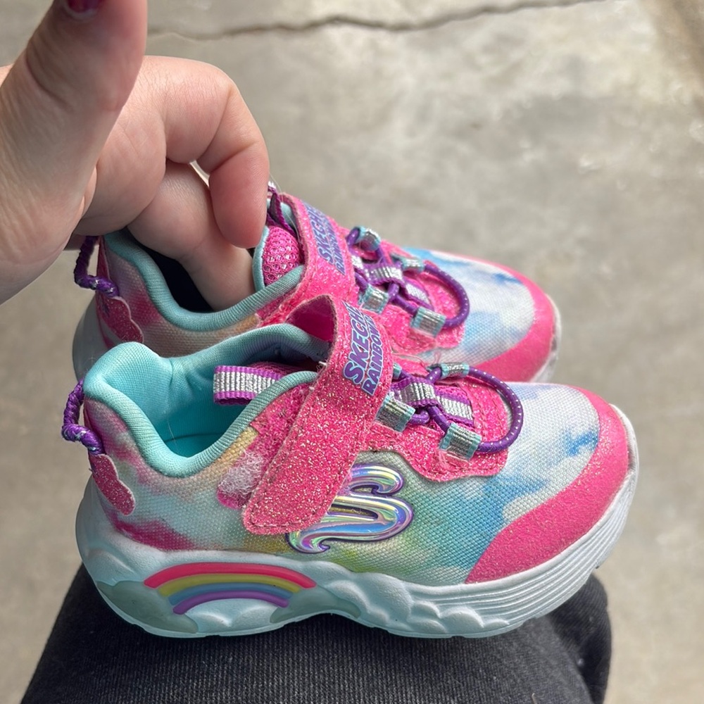 Skechers Pink and Blue Sneakers with Velcro Strap